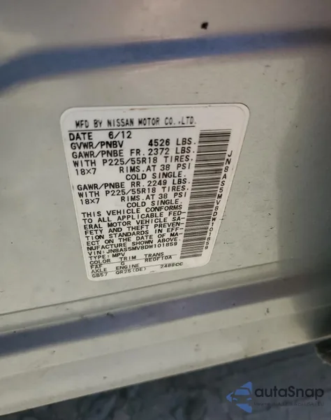 2013 Nissan Rogue Sv W/Sl Pkg from USA, damaged, VIN JN8AS5MV8DW101859